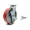 Service Caster 8 Inch Red Poly on Cast Iron Caster with Roller Bearing and Brake/Swivel Lock SCC-30CS820-PUR-RS-TLB-BSL - alternate 1